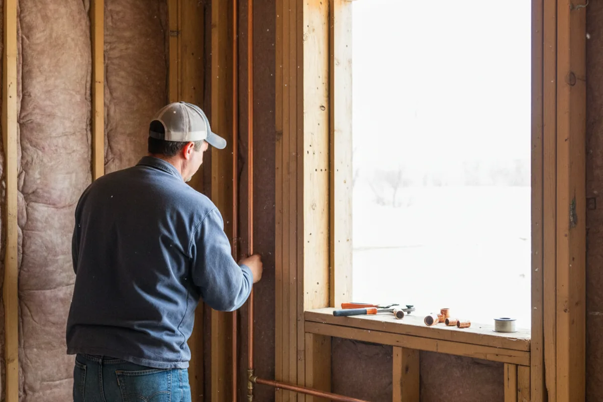 Licensed plumber running new copper supply lines in a Virden home