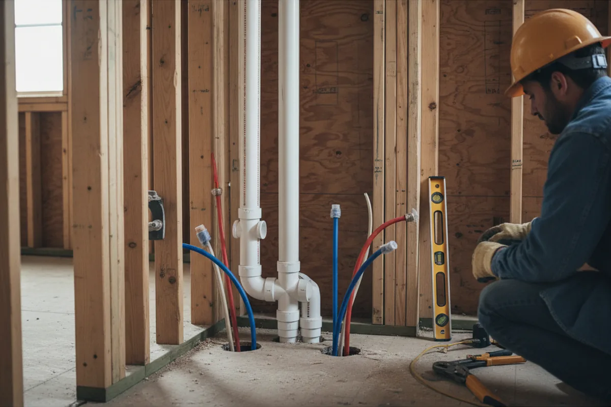 Drain and supply rough-in during Sump Pump Repair in Virden